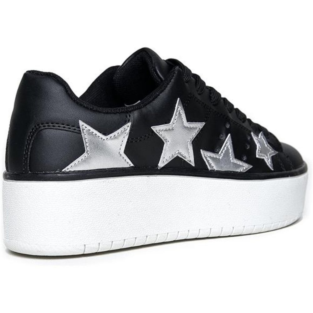 💋RESERVED: J. ADAMS BLACK w/ SILVER STARS HERO PLATFORM SNEAKERS FOR WOMEN!!! - Picture 3 of 7